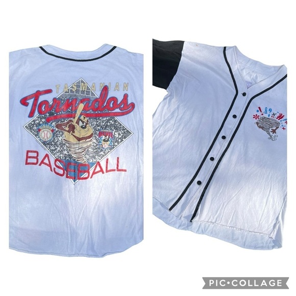 TAZMANIAN Devil Vintage 90’s Savage Slugger Baseball Jersey Shirt SZ L *READ - Picture 1 of 14